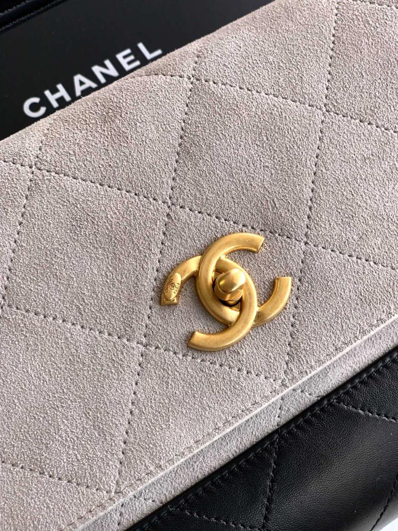 Chanel Large Flap Bag With Top Handle Grey AS5637