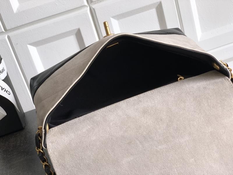 Chanel Large Flap Bag With Top Handle Grey AS5637