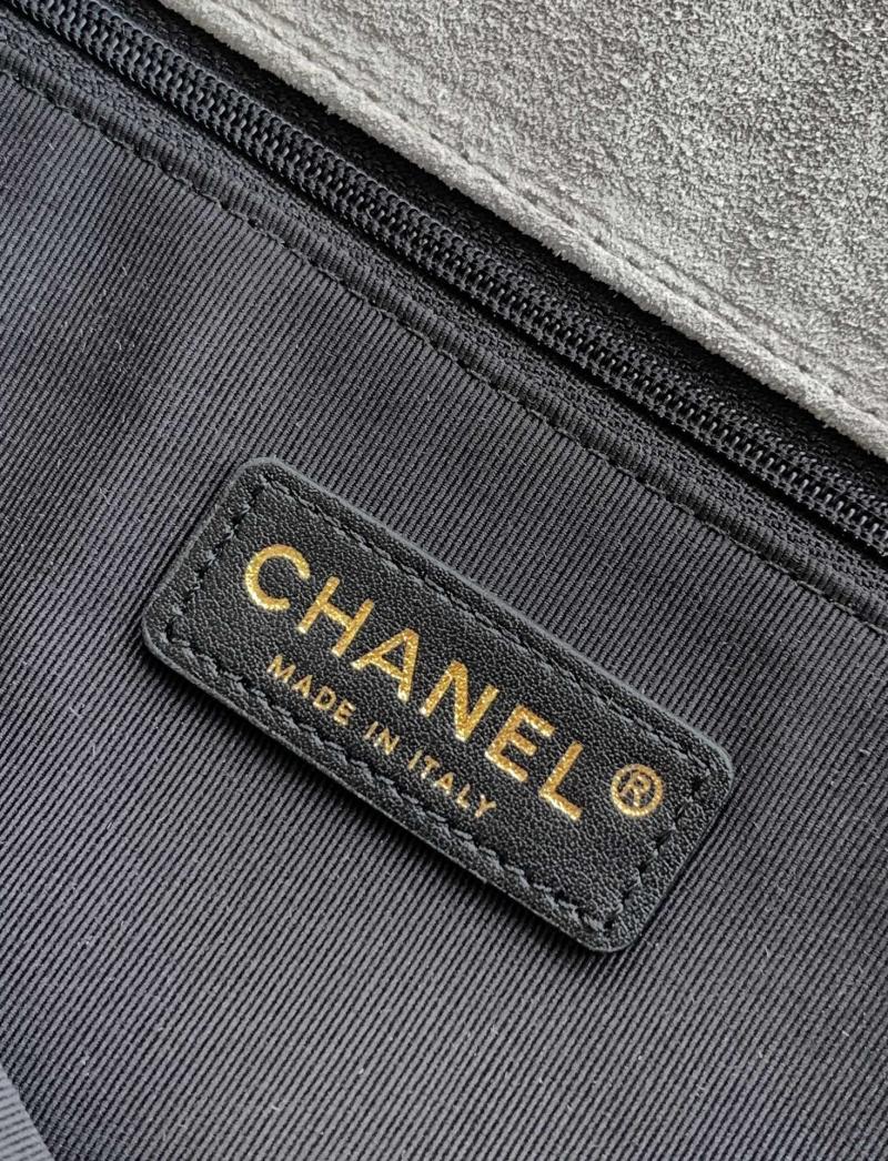 Chanel Large Flap Bag With Top Handle Grey AS5637