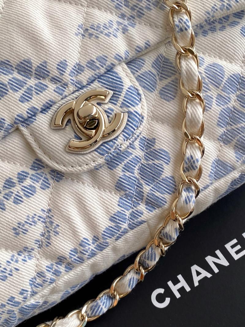 Chanel Printed Denim Flap Bag Blue AS5454