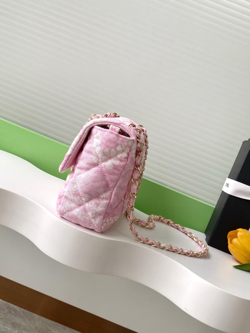Chanel Printed Denim Flap Bag Pink AS5454