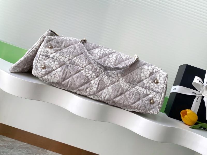 Chanel Printed Denim Shopping Bag Grey AS5429