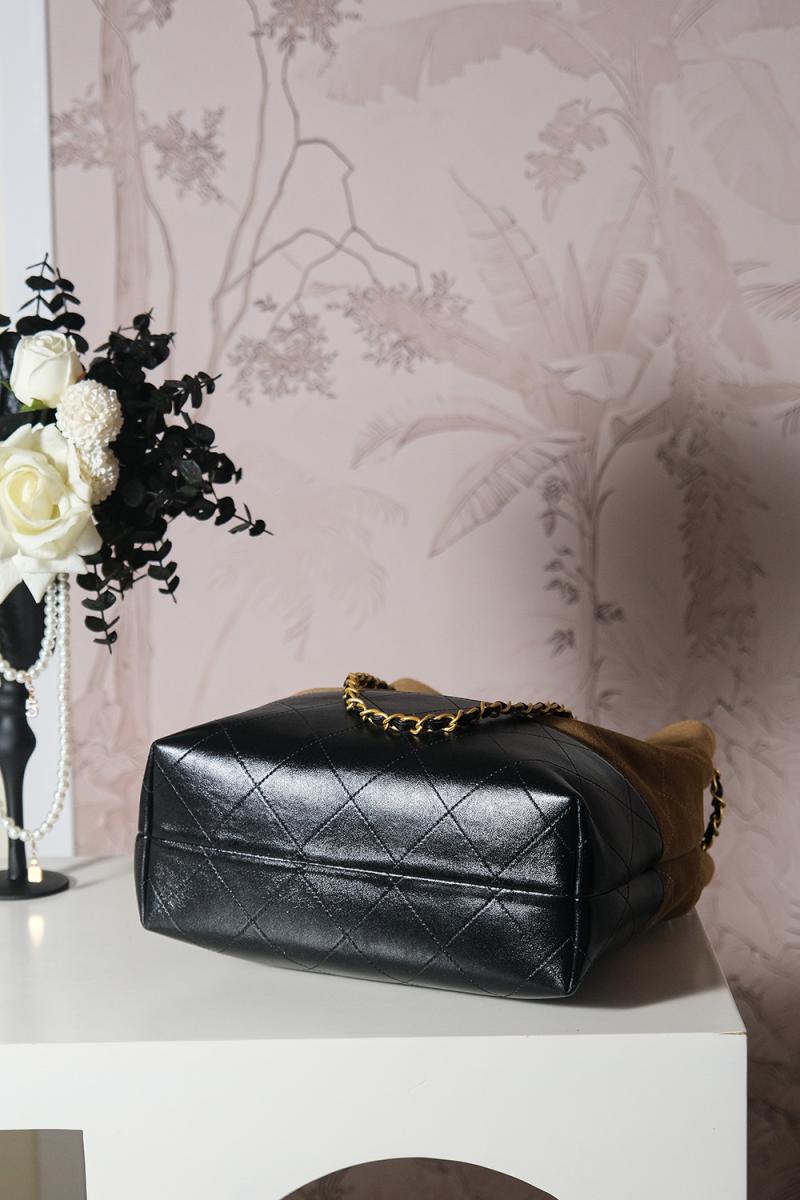 Chanel Suede Shopping Bag Camel AS5635