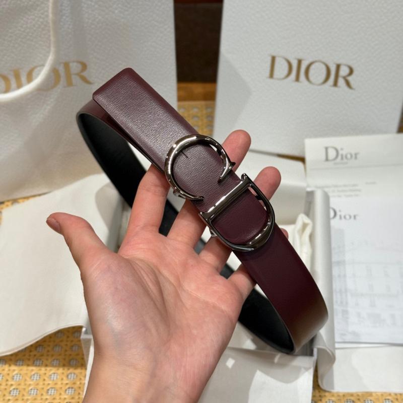 Dior 35mm Leather Belt Burgundy BDB61805