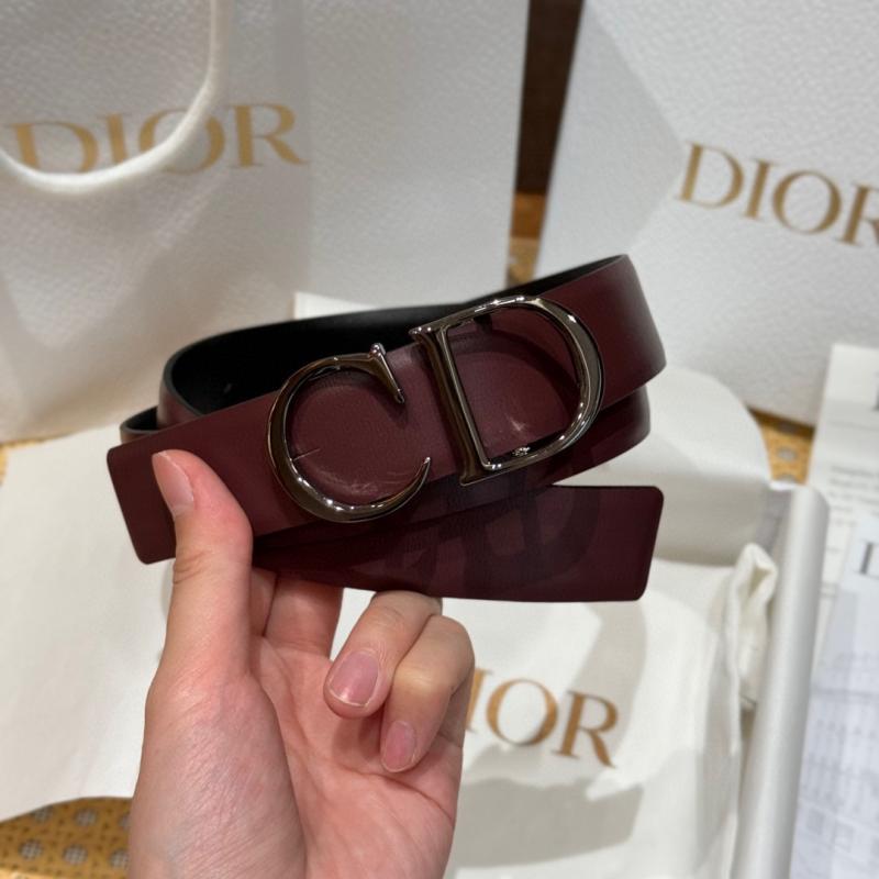 Dior 35mm Leather Belt Burgundy BDB61805