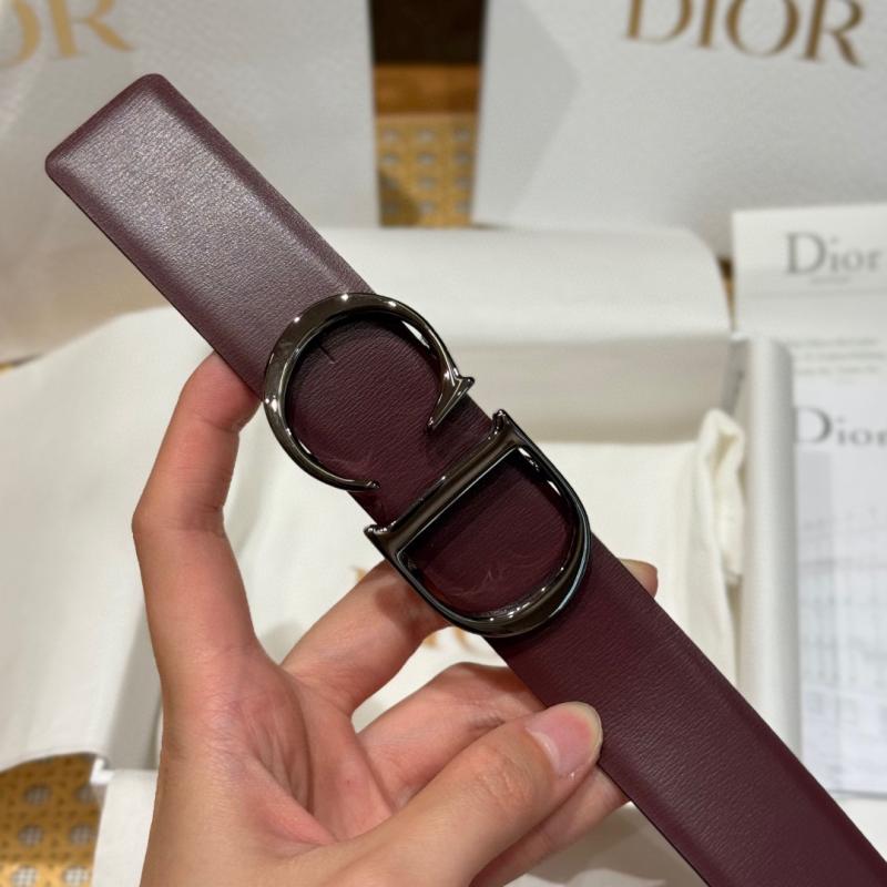 Dior 35mm Leather Belt Burgundy BDB61805