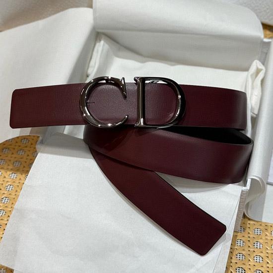 Dior 35mm Leather Belt Burgundy BDB61805