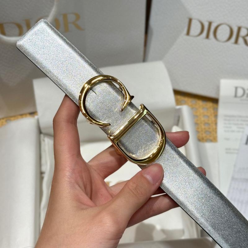 Dior 35mm Leather Belt Silver BDB61803