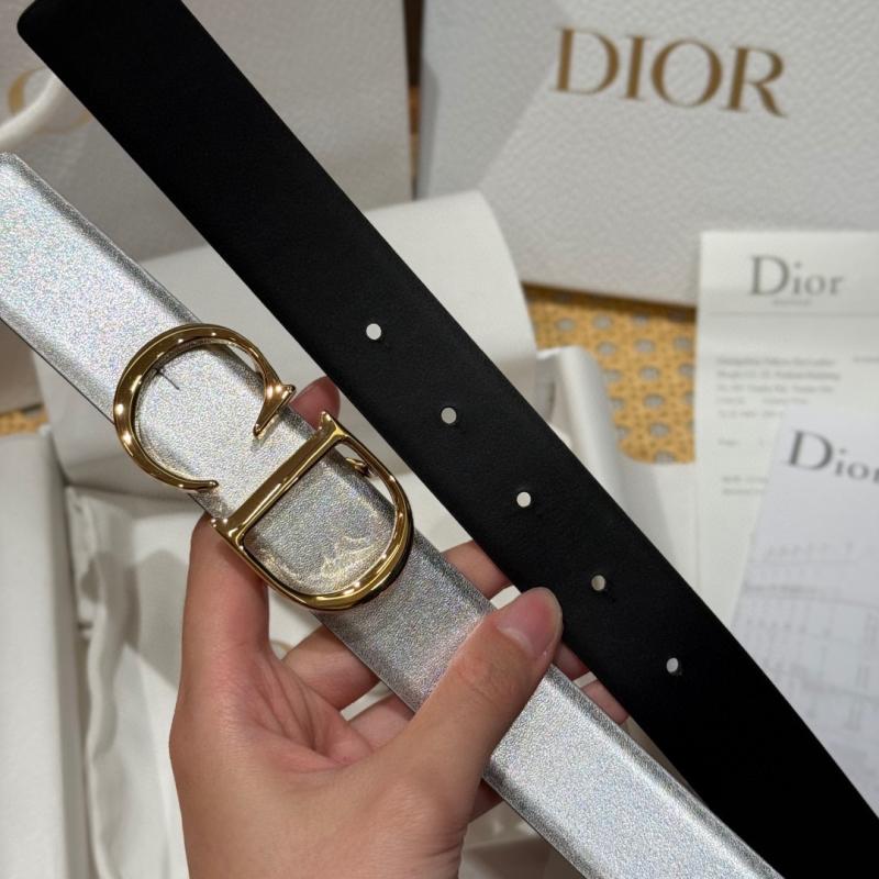 Dior 35mm Leather Belt Silver BDB61803