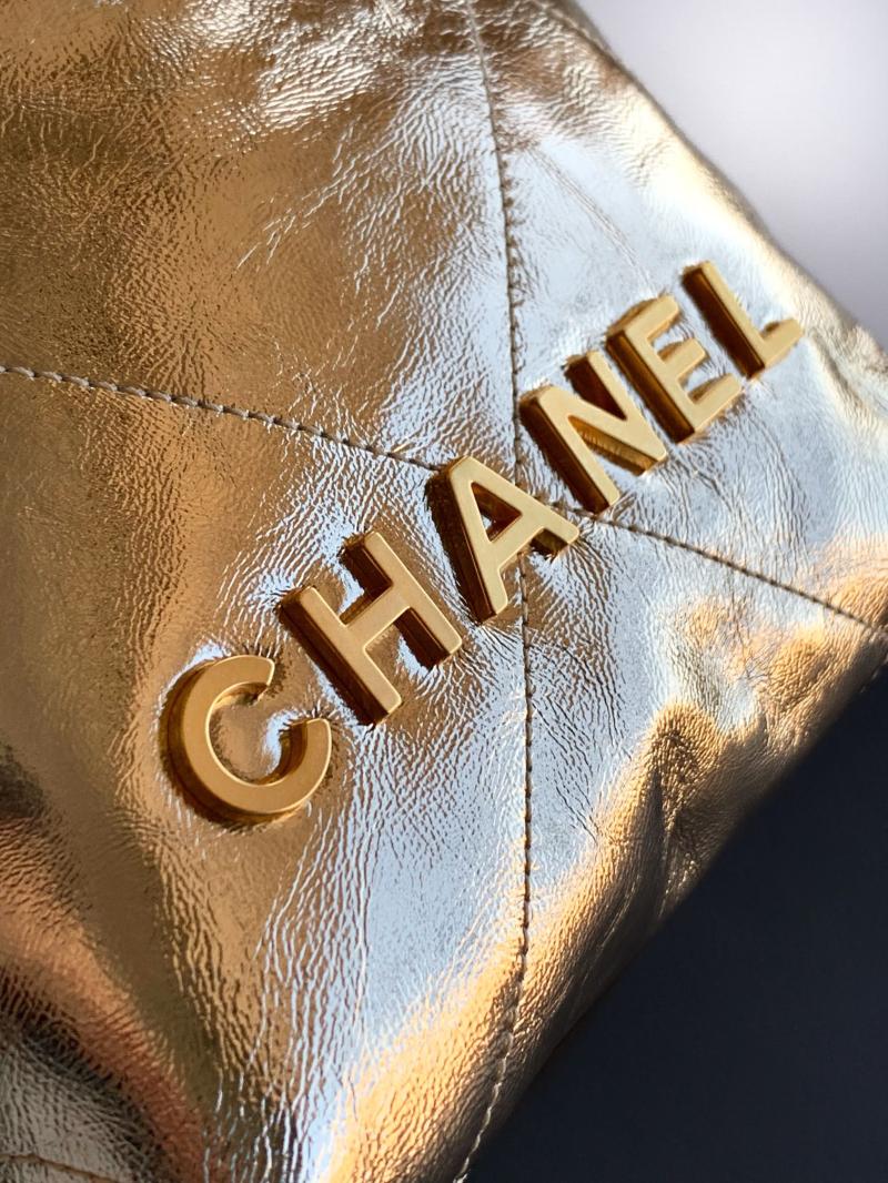 Mini Chanel 22 Handbag Gold AS3980