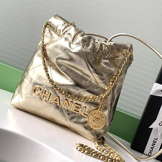 Mini Chanel 22 Handbag Gold AS3980