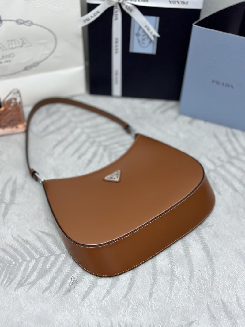 Prada Cleo Brushed Leather Shoulder Bag Brown 1BC499