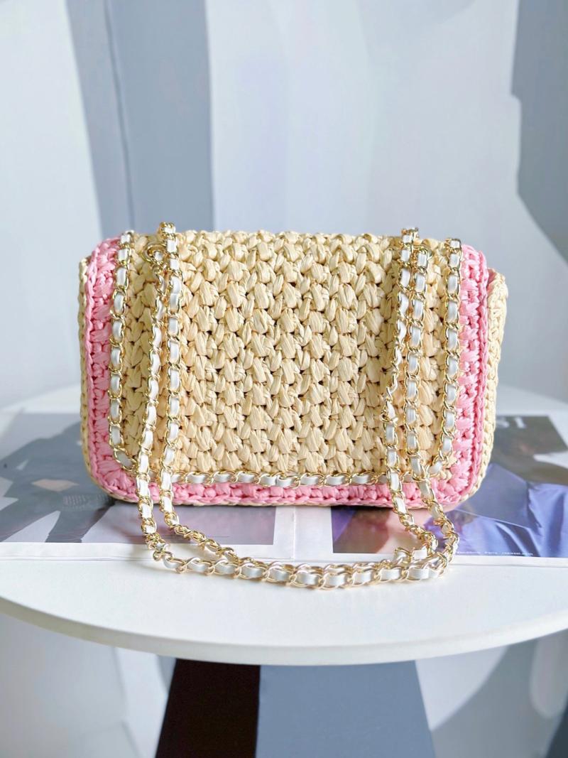 Small Chanel Raffia Flap Bag AP0718