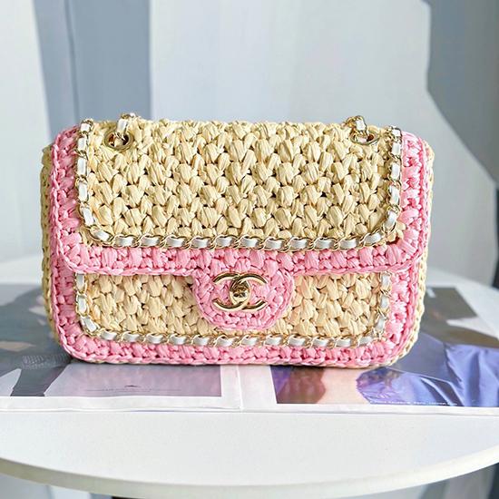 Small Chanel Raffia Flap Bag AP0718