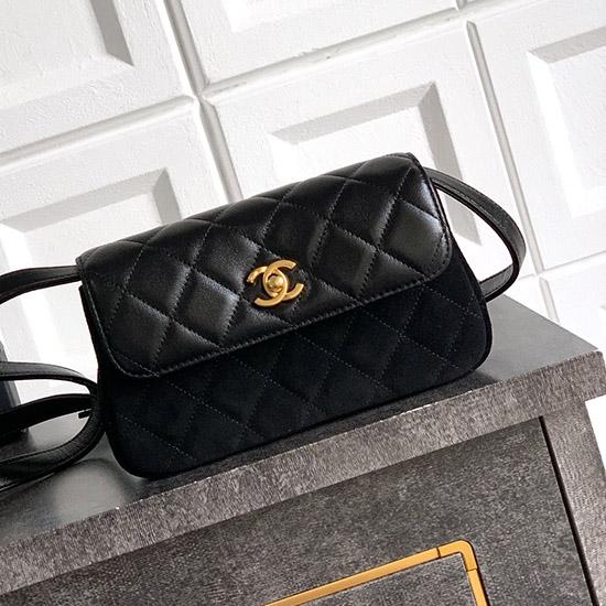 Small Chanel Suede Crossbody Bag Black AP4677