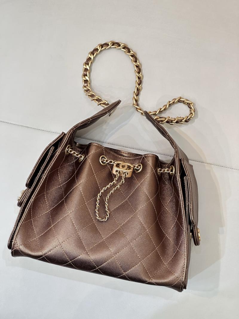 CHANEL 25 Small Handbag Dark Gold AS5293