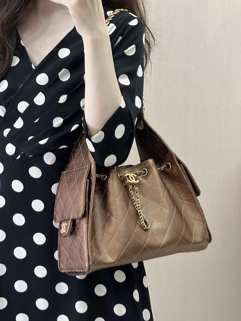 CHANEL 25 Small Handbag Dark Gold AS5293