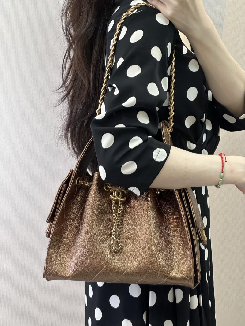 CHANEL 25 Small Handbag Dark Gold AS5293