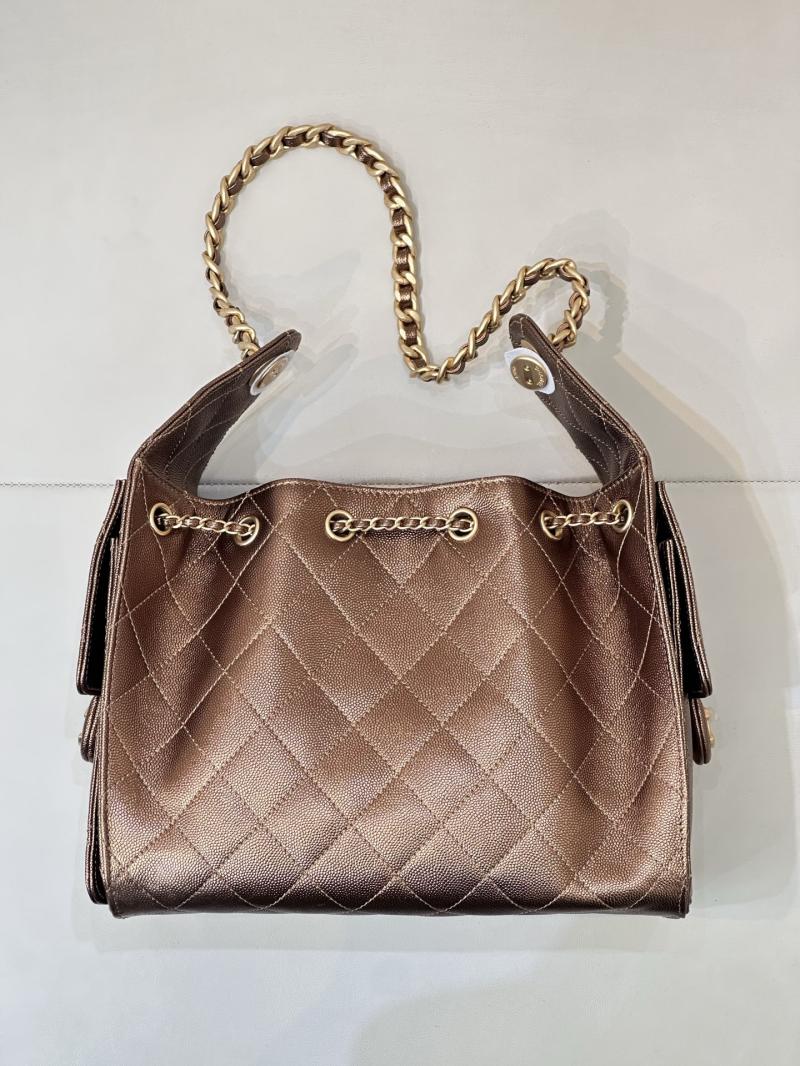 CHANEL 25 Small Handbag Dark Gold AS5293