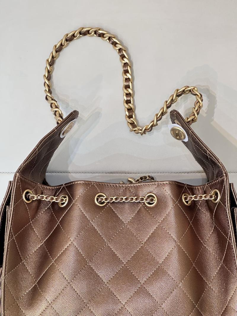 CHANEL 25 Small Handbag Dark Gold AS5293