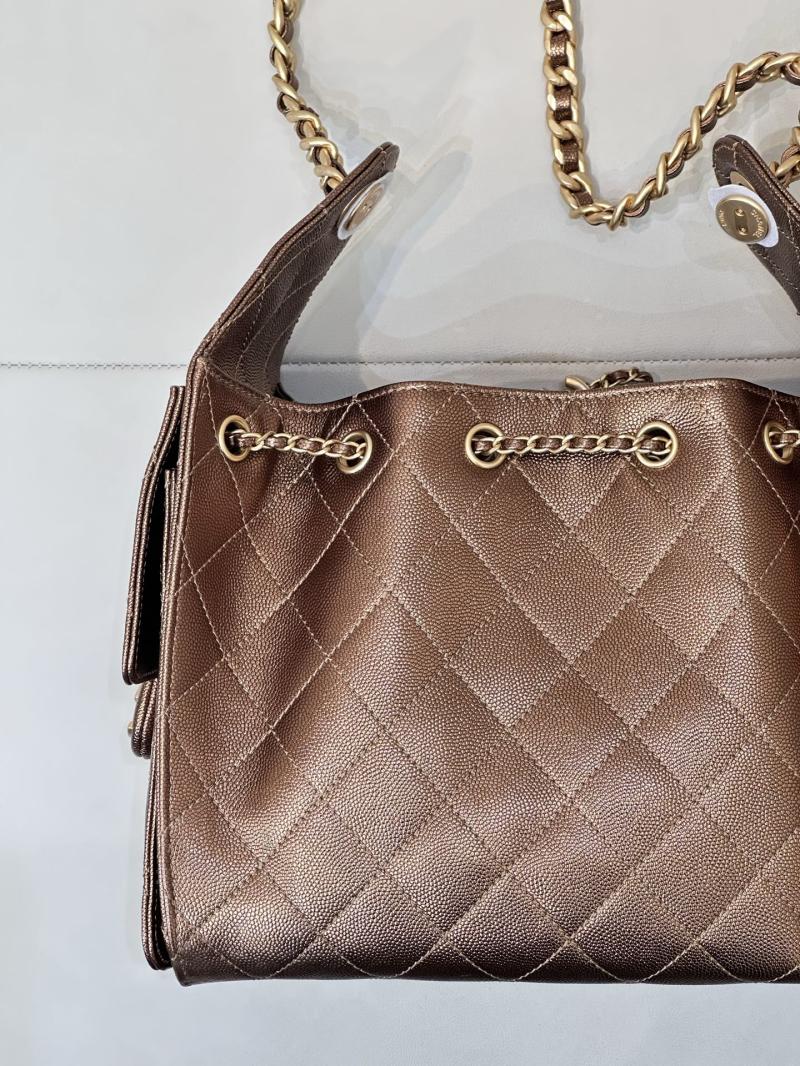 CHANEL 25 Small Handbag Dark Gold AS5293
