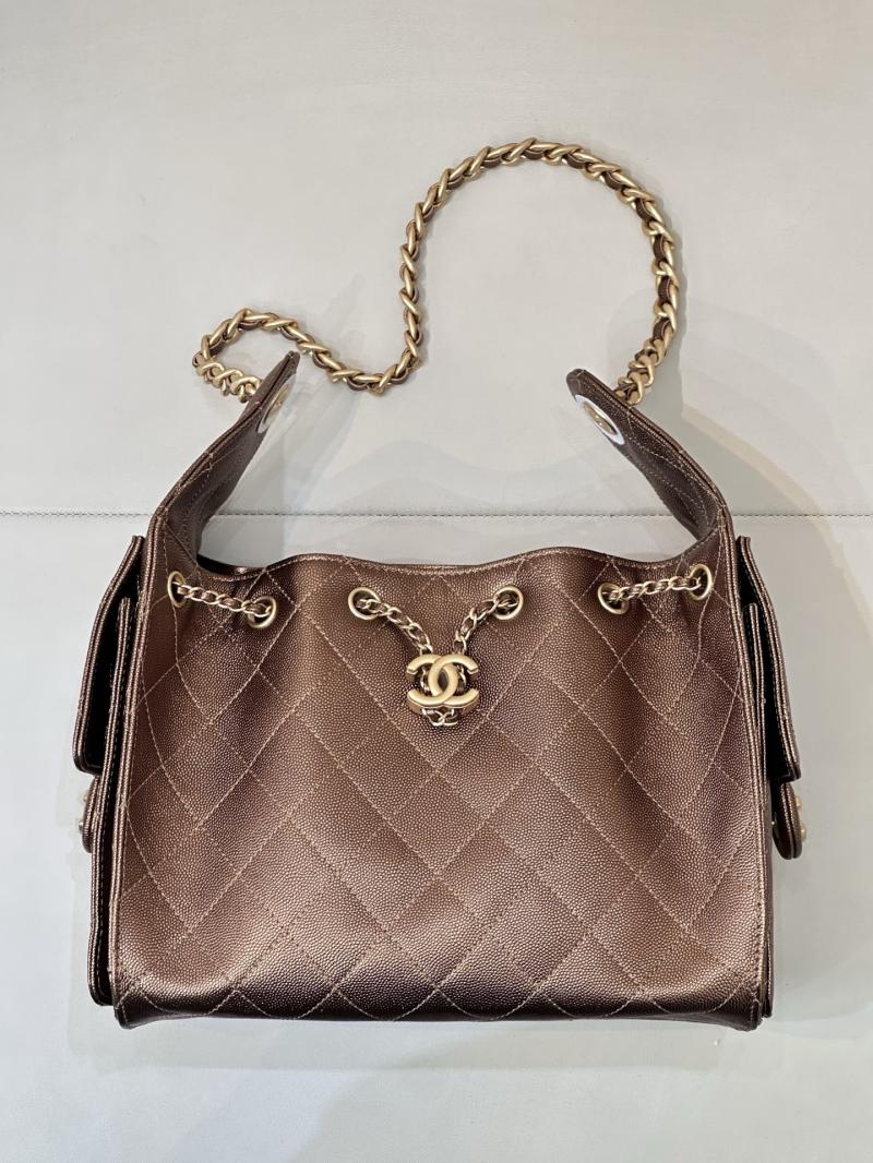 CHANEL 25 Small Handbag Dark Gold AS5293