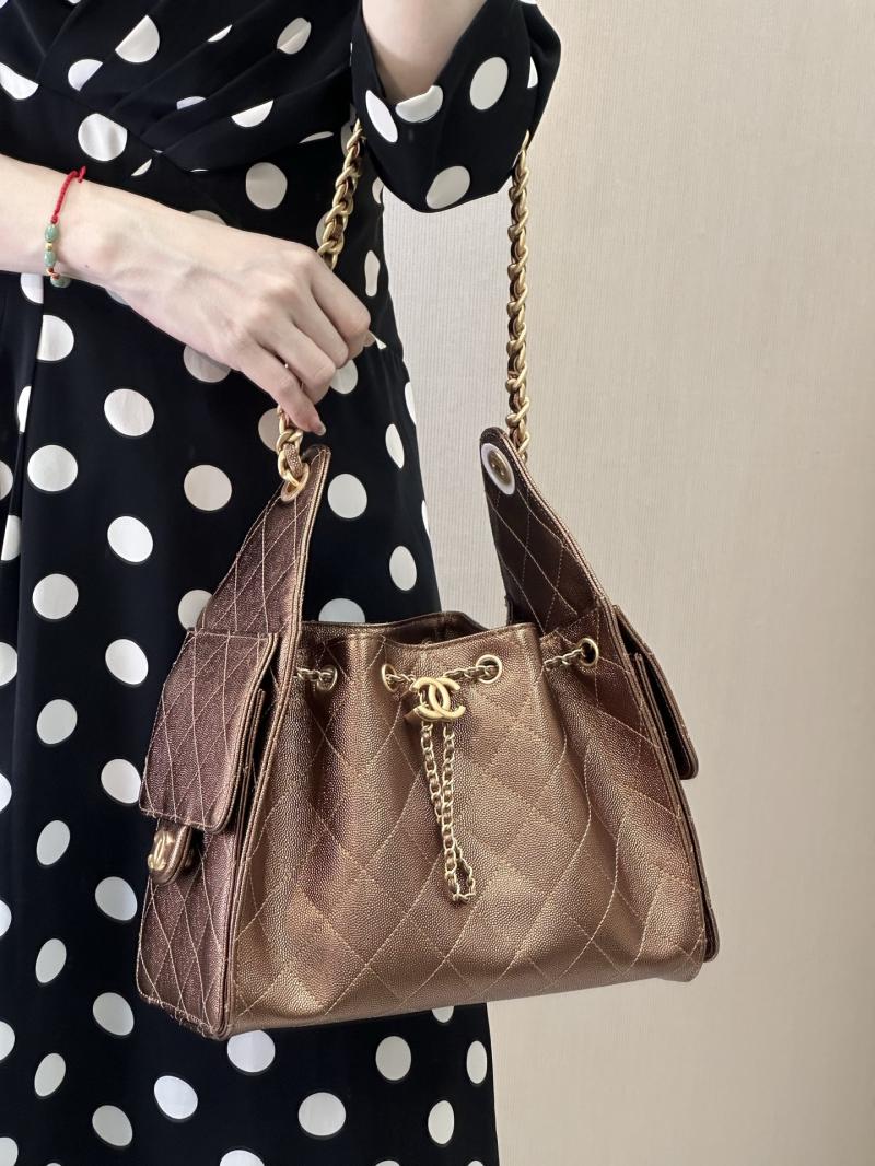 CHANEL 25 Small Handbag Dark Gold AS5293