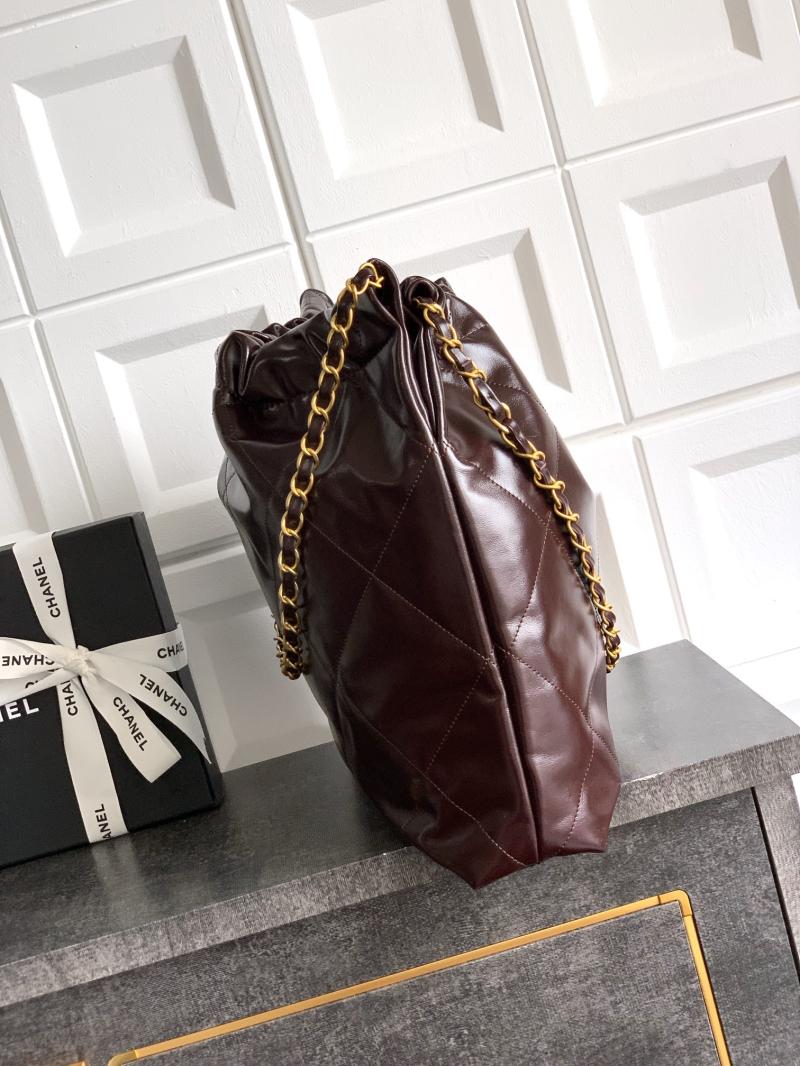Chanel Calfskin 22 Handbag Dark Brown AS3261