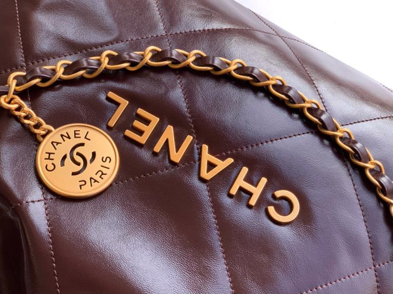 Chanel Calfskin 22 Handbag Dark Brown AS3261