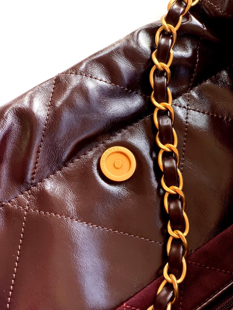 Chanel Calfskin 22 Handbag Dark Brown AS3261