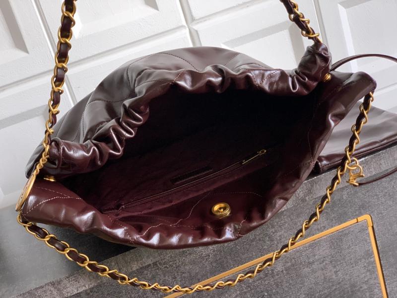 Chanel Calfskin 22 Handbag Dark Brown AS3261