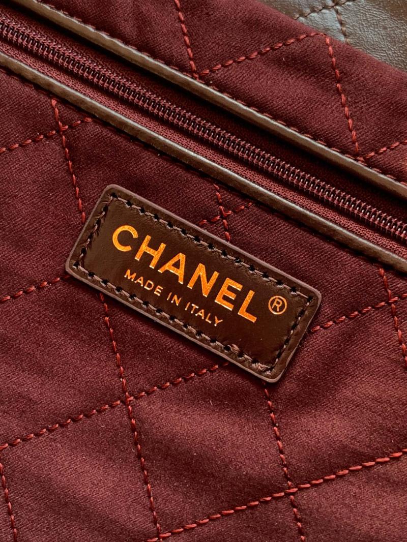 Chanel Calfskin 22 Handbag Dark Brown AS3261