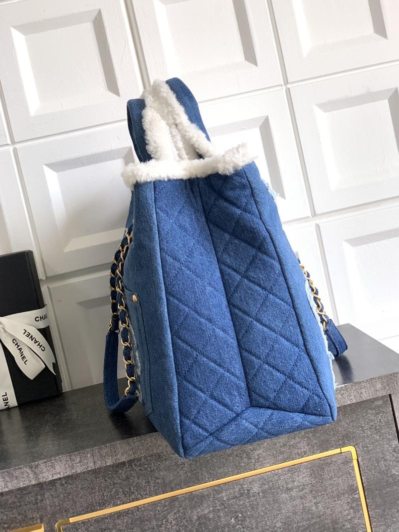Chanel Denim Shopping Tote Bag Blue AS81604