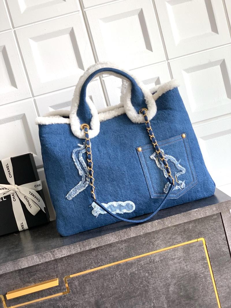 Chanel Denim Shopping Tote Bag Blue AS81604