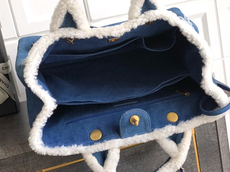 Chanel Denim Shopping Tote Bag Blue AS81604