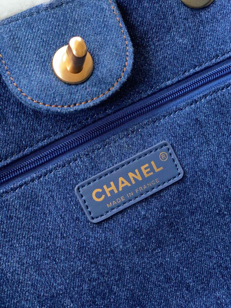 Chanel Denim Shopping Tote Bag Blue AS81604