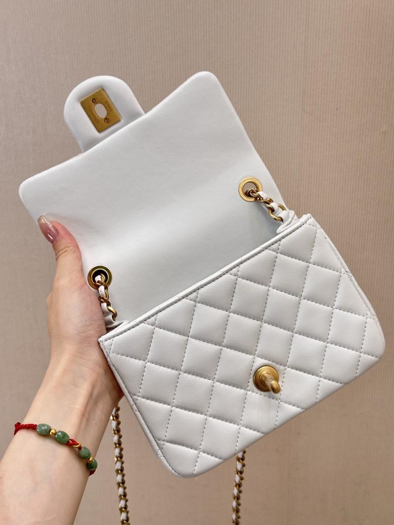 Chanel Mini Lambskin Flap Bag White AS1786