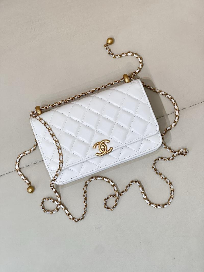 Chanel Shiny Calfskin WOC Purse White AP2289