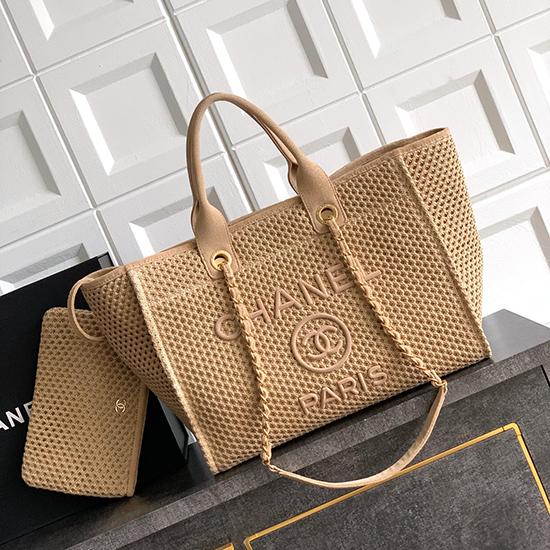 Chanel Small Raffia Shopping Bag Beige AS0718