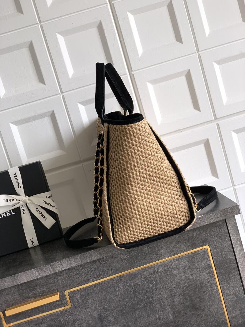 Chanel Small Raffia Shopping Bag Black AS0718
