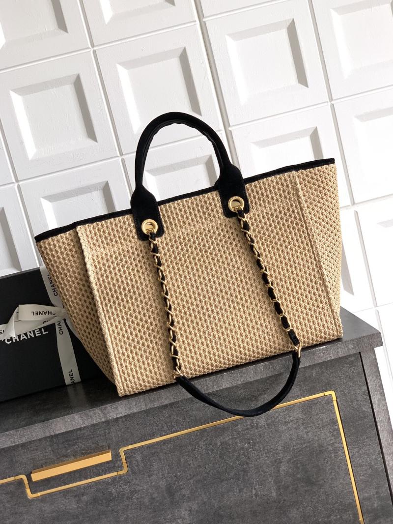 Chanel Small Raffia Shopping Bag Black AS0718