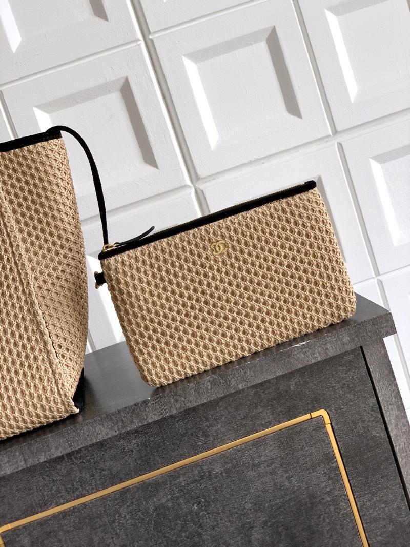 Chanel Small Raffia Shopping Bag Black AS0718
