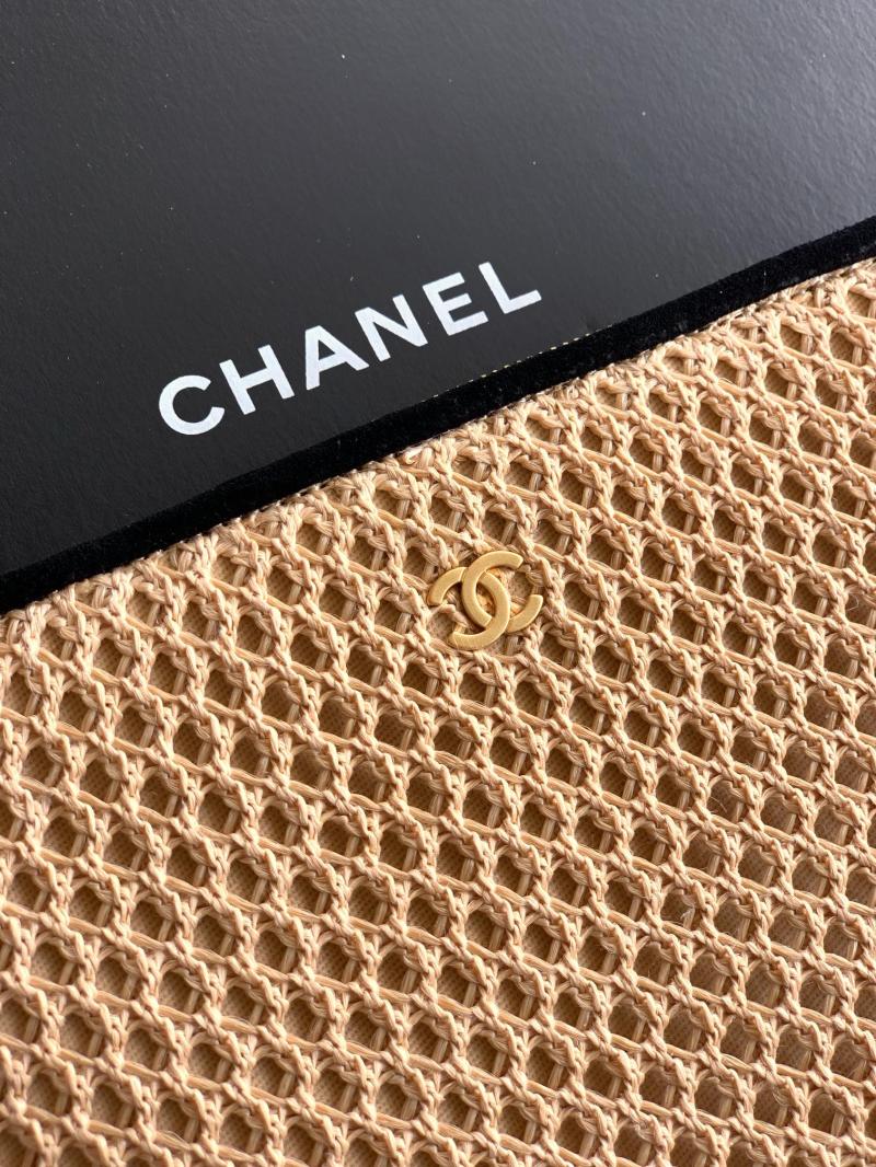 Chanel Small Raffia Shopping Bag Black AS0718