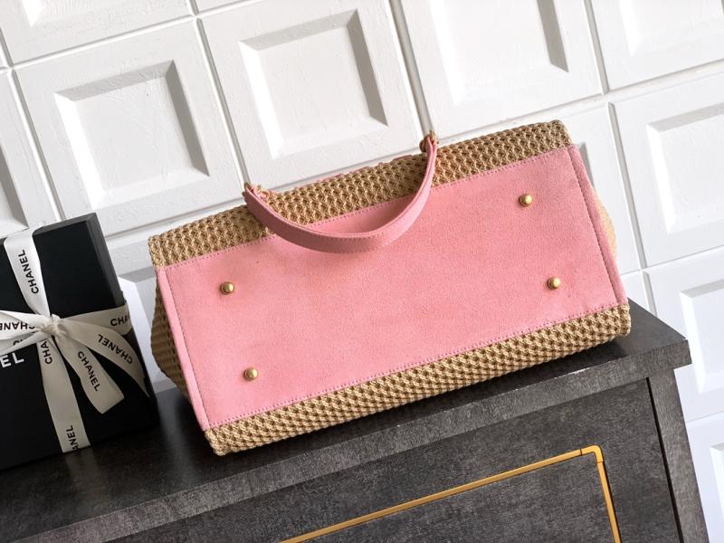 Chanel Small Raffia Shopping Bag Pink AS0718