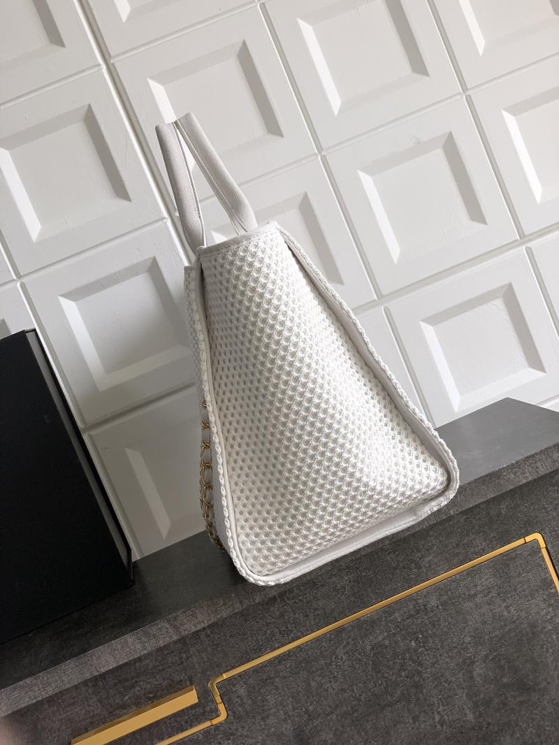 Chanel Small Raffia Shopping Bag White AS0718