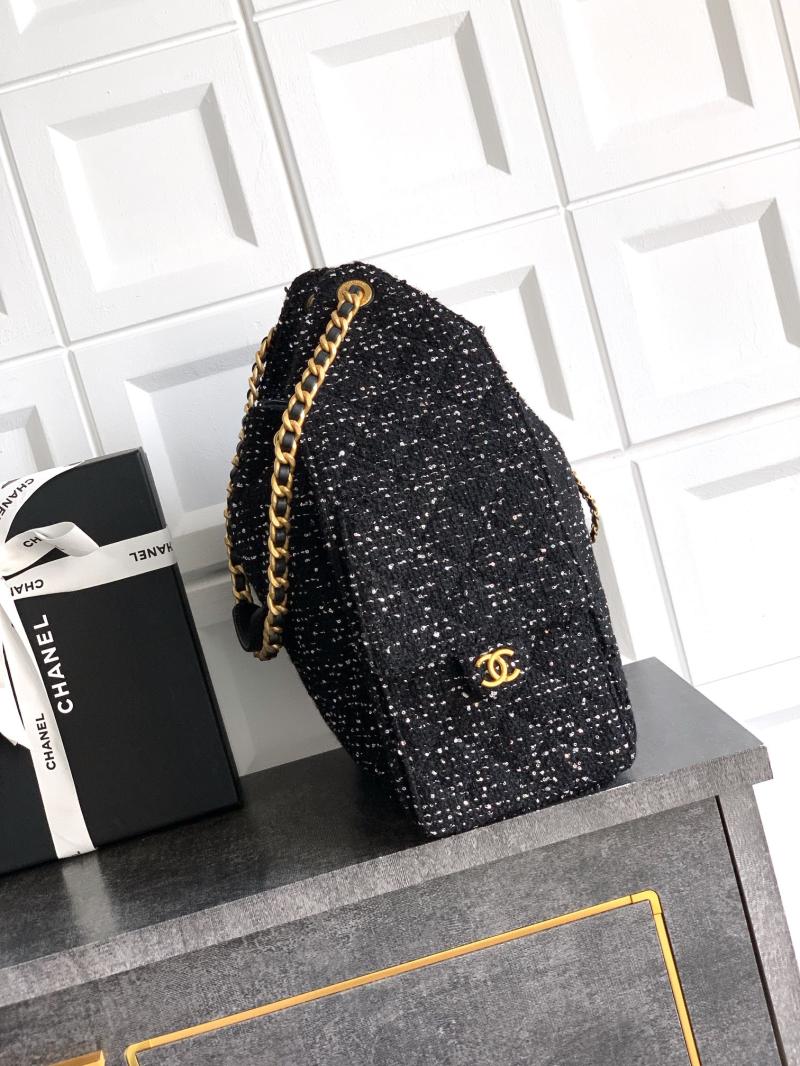 Chanel Tweed 25 Medium Handbag Black AS5311