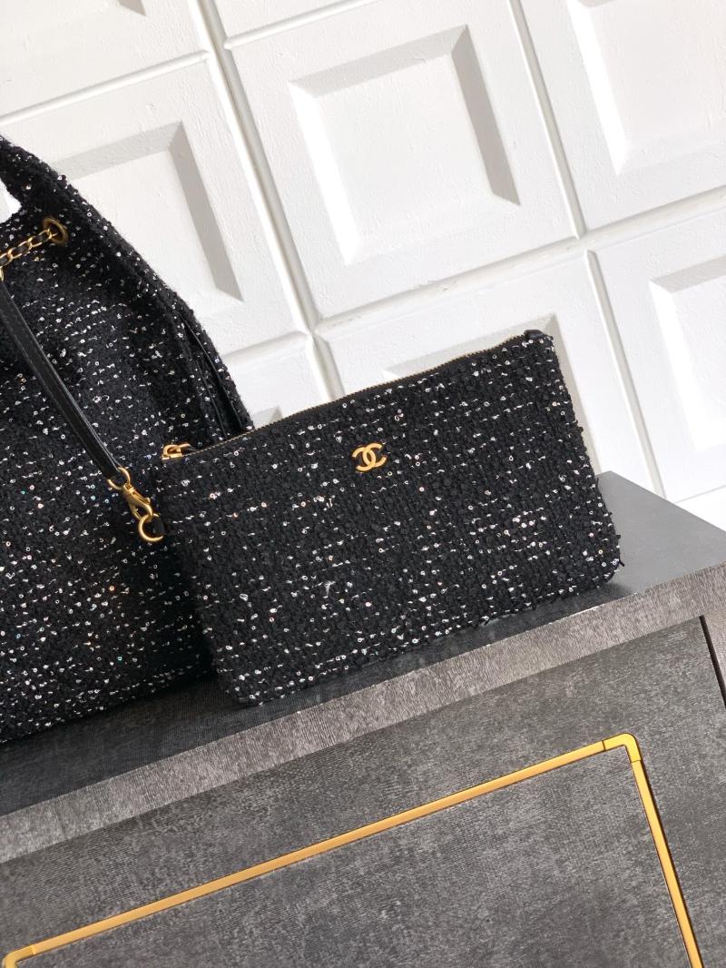 Chanel Tweed 25 Medium Handbag Black AS5311