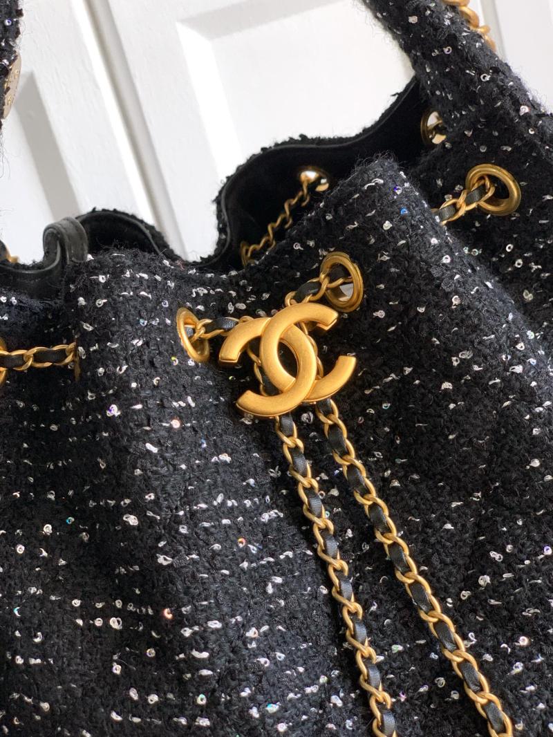 Chanel Tweed 25 Medium Handbag Black AS5311