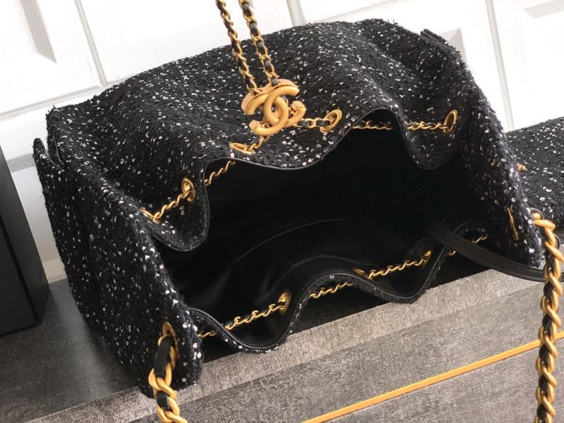 Chanel Tweed 25 Medium Handbag Black AS5311