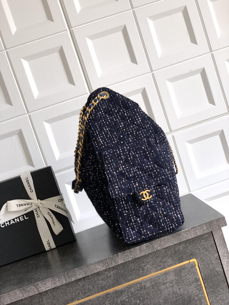 Chanel Tweed 25 Medium Handbag Blue AS5311